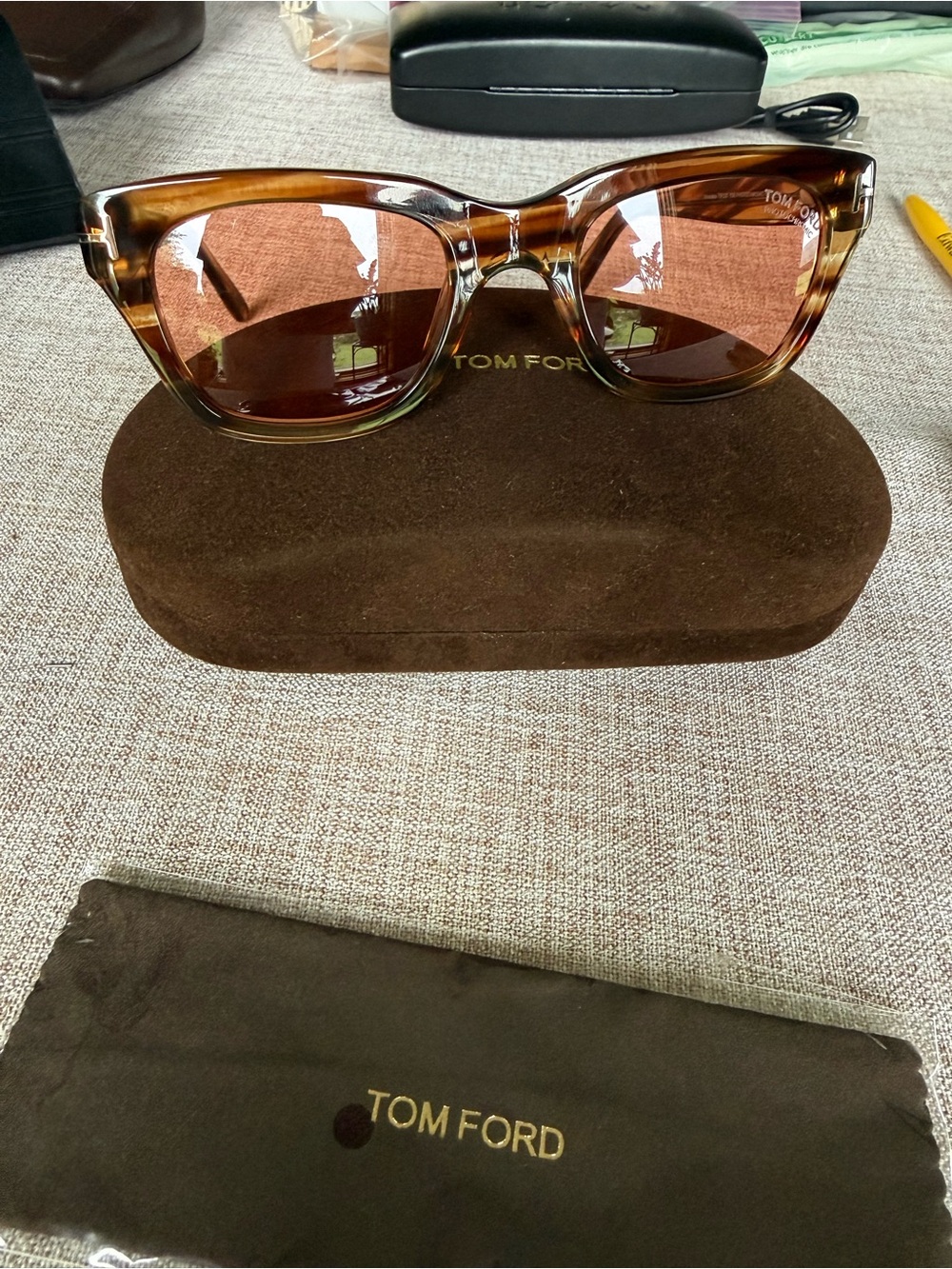 Tom Ford Tortoiseshell Acetate Sunglasses with Brown Lenses